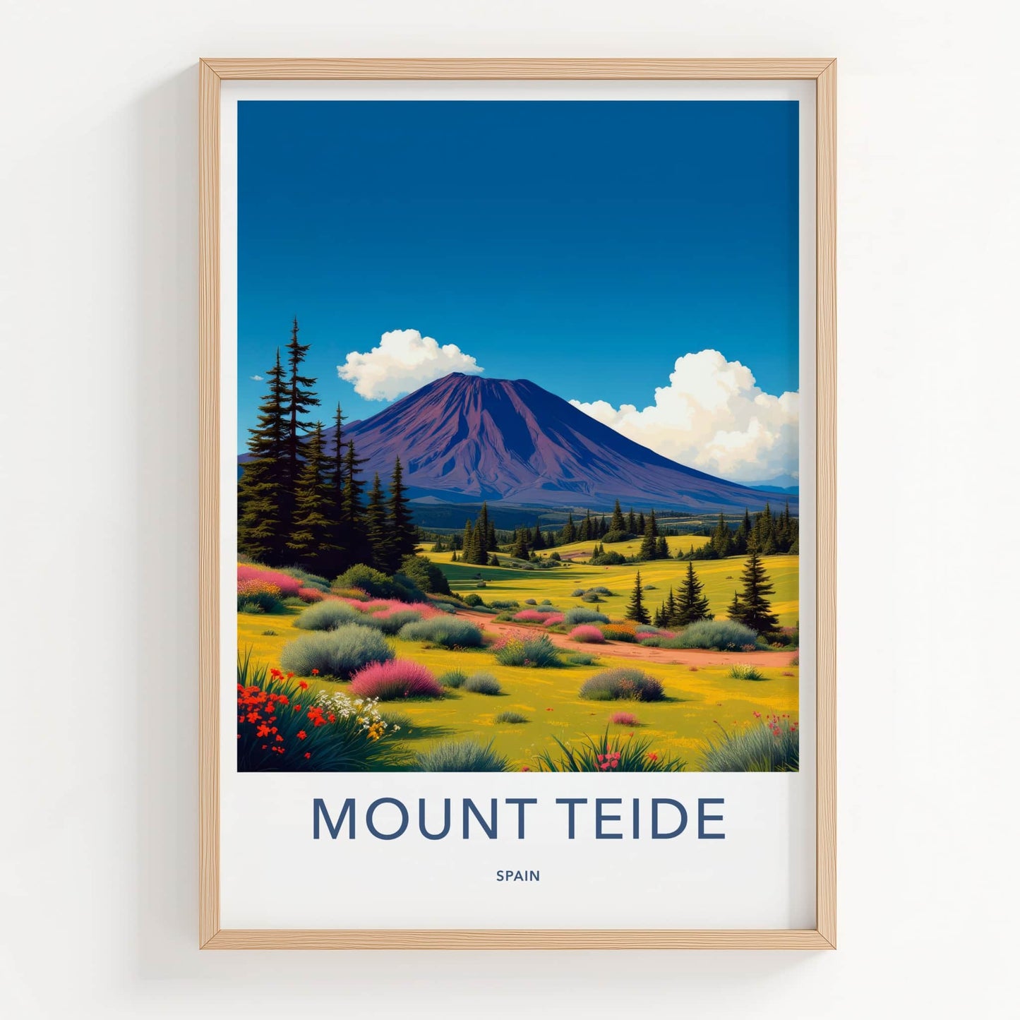 Mount Teide Poster - Spain Travel Art - Vibrant Bloom Landscape Home Decor