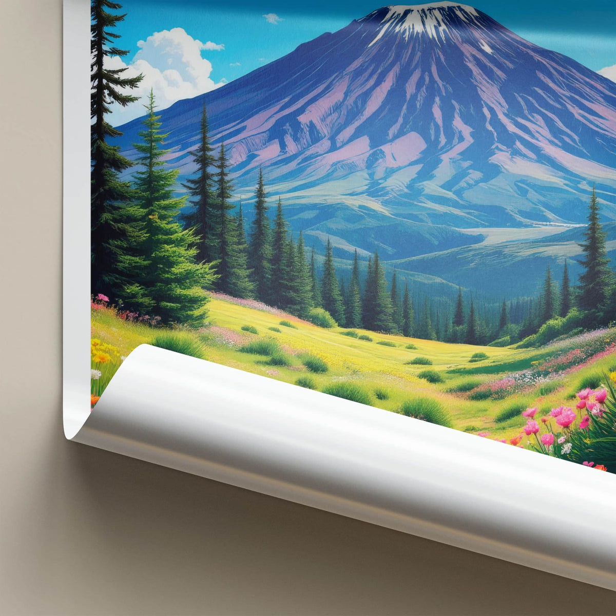 Mount Teide Poster - Spain Travel Art - Vibrant Flower Field Home Decor