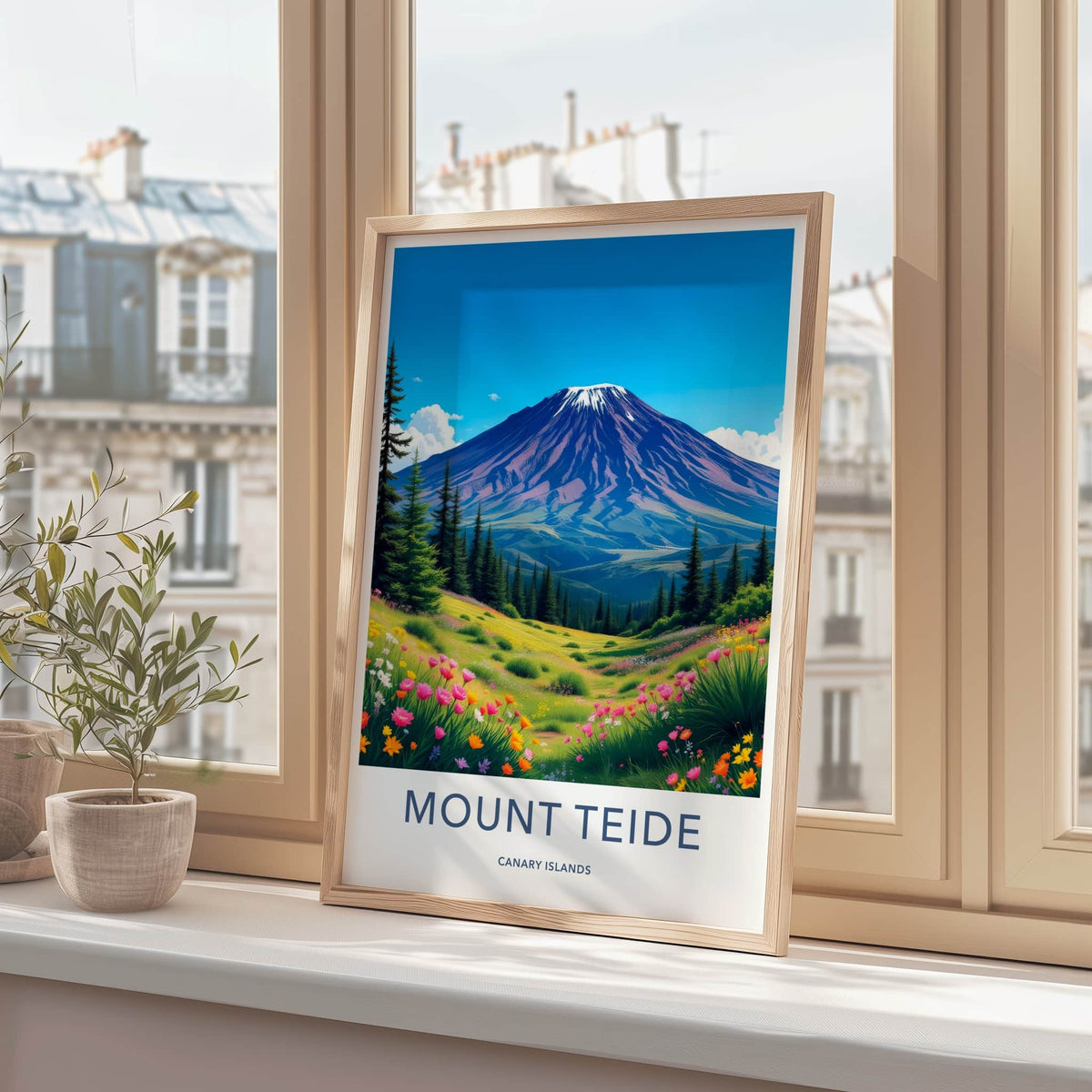 Mount Teide Poster - Spain Travel Art - Vibrant Flower Field Home Decor