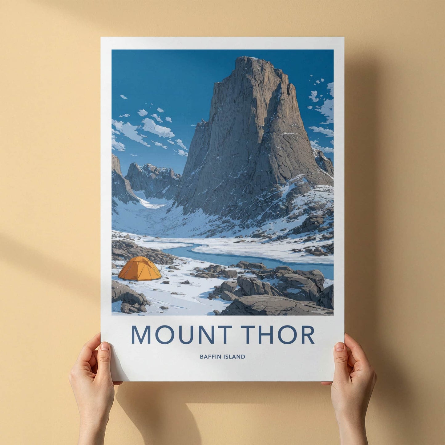 Mount Thor Poster - Canada Travel Art - Icy River Valley Home Art