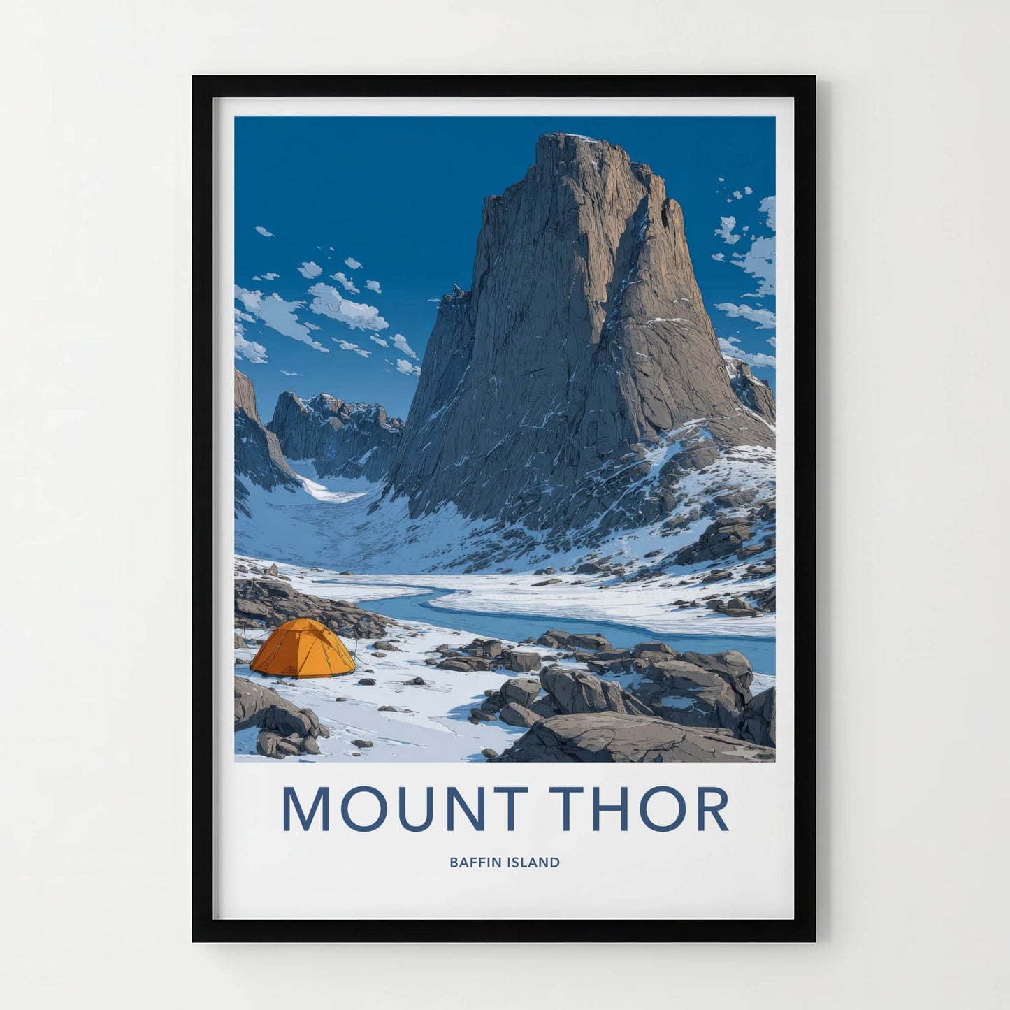 Mount Thor Poster - Canada Travel Art - Icy River Valley Home Art