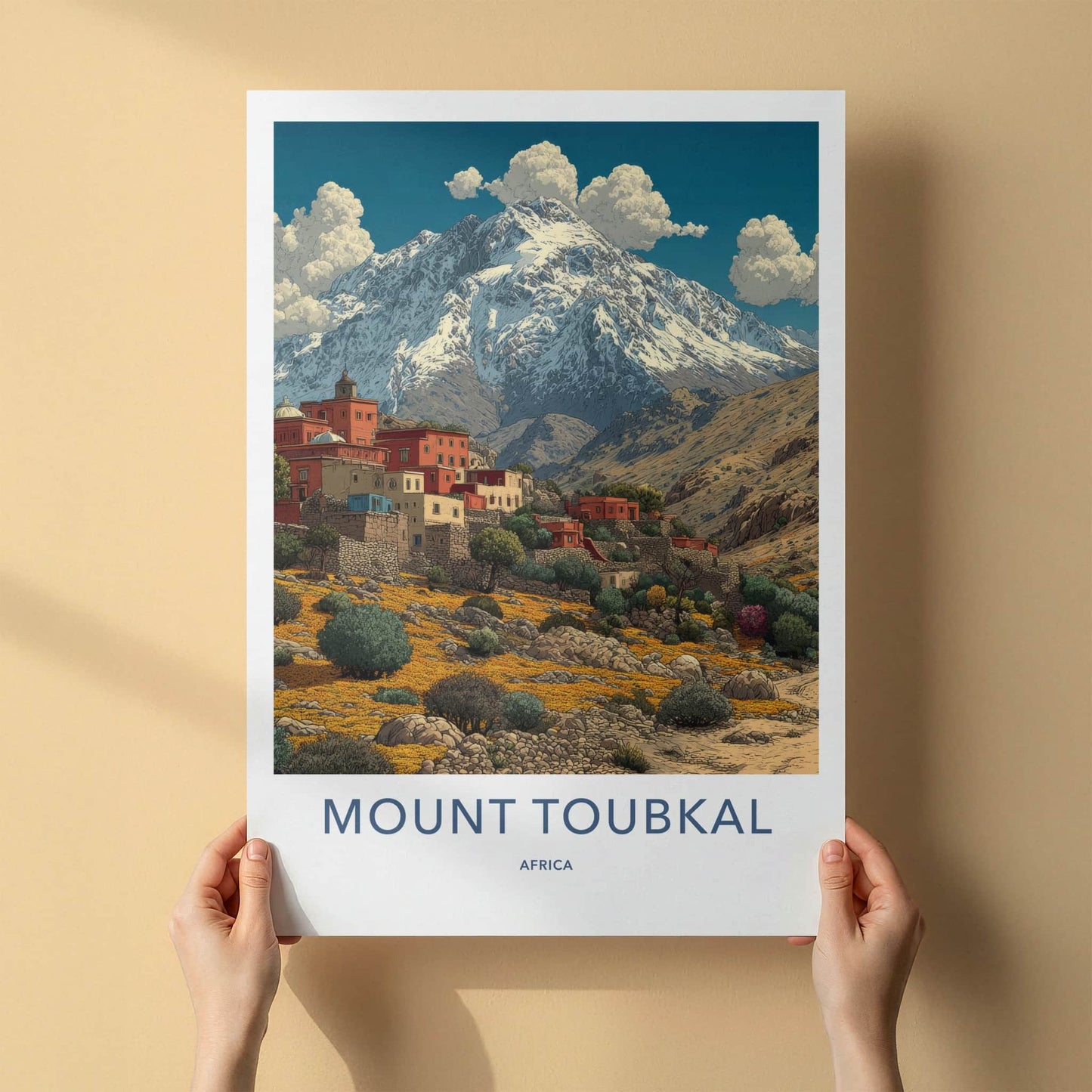 Mount Toubkal Poster - Morocco Travel Print - Snow-Capped Mountain Home Decor