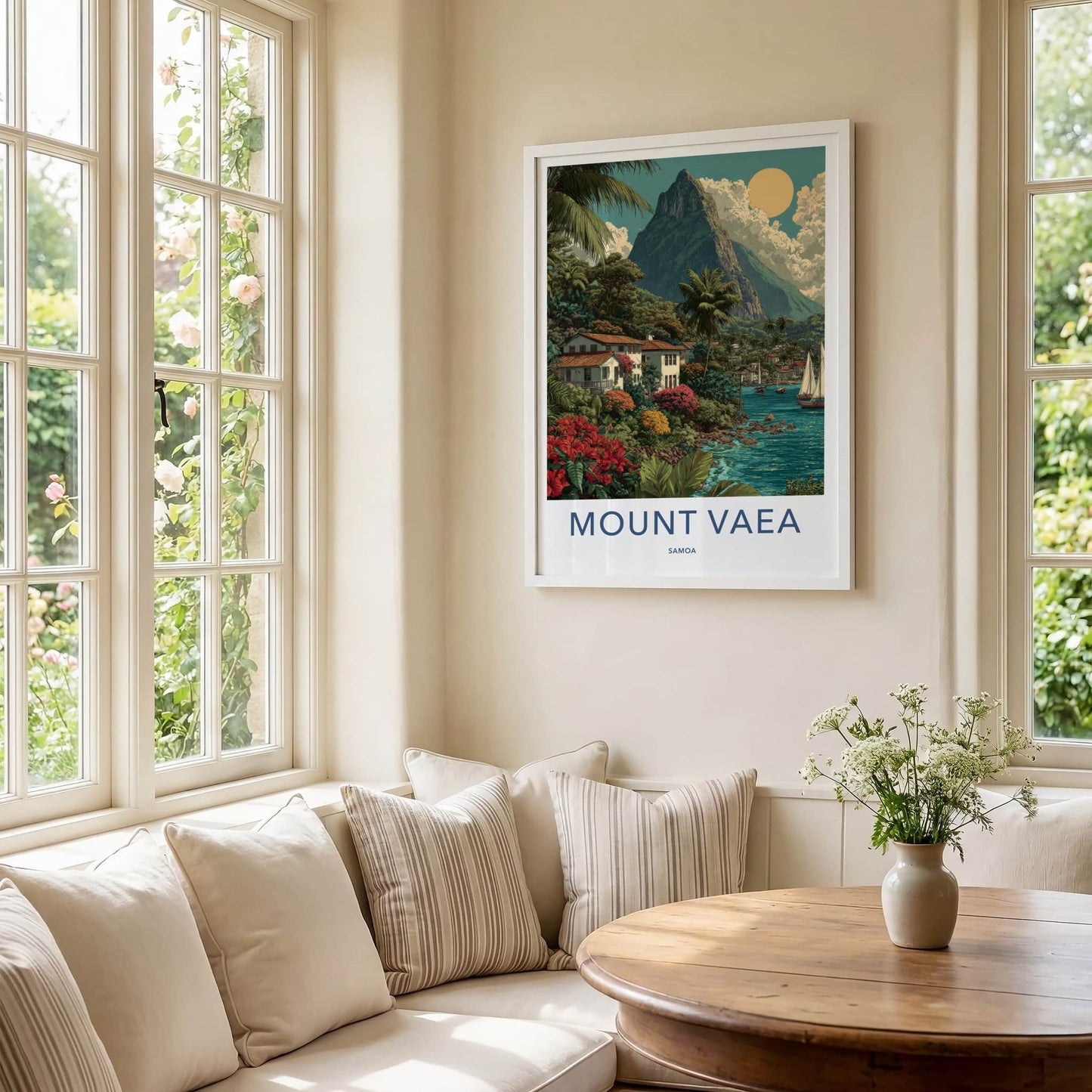 Mount Vaea Poster - Samoa Cliffside Homes - Tropical Village Wall Art