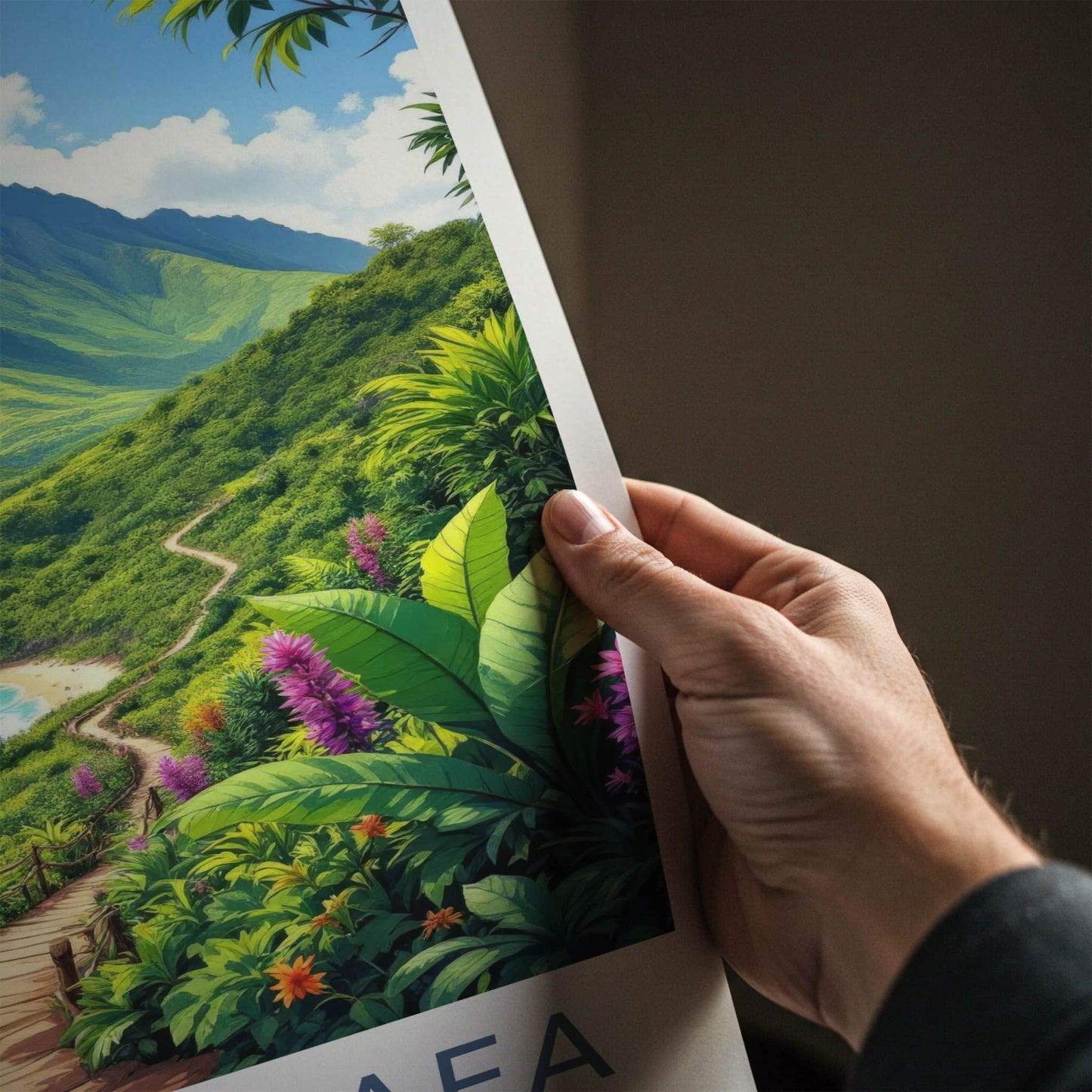 Mount Vaea Poster - Samoa Travel Art - Verdant Seaside Trail Home Decor