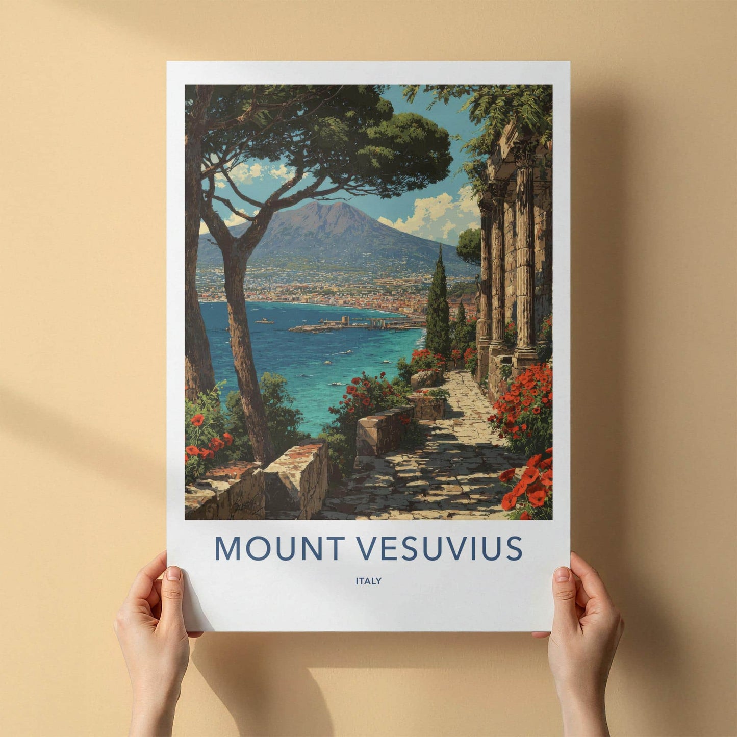 Mount Vesuvius Poster - Italy Travel Art - Ancient Ruin Path Home Decor