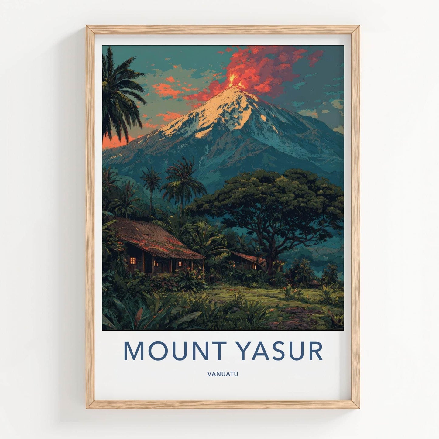 Mount Yasur Poster - Vanuatu Travel Art - Fiery Volcano Landscape Home Decor