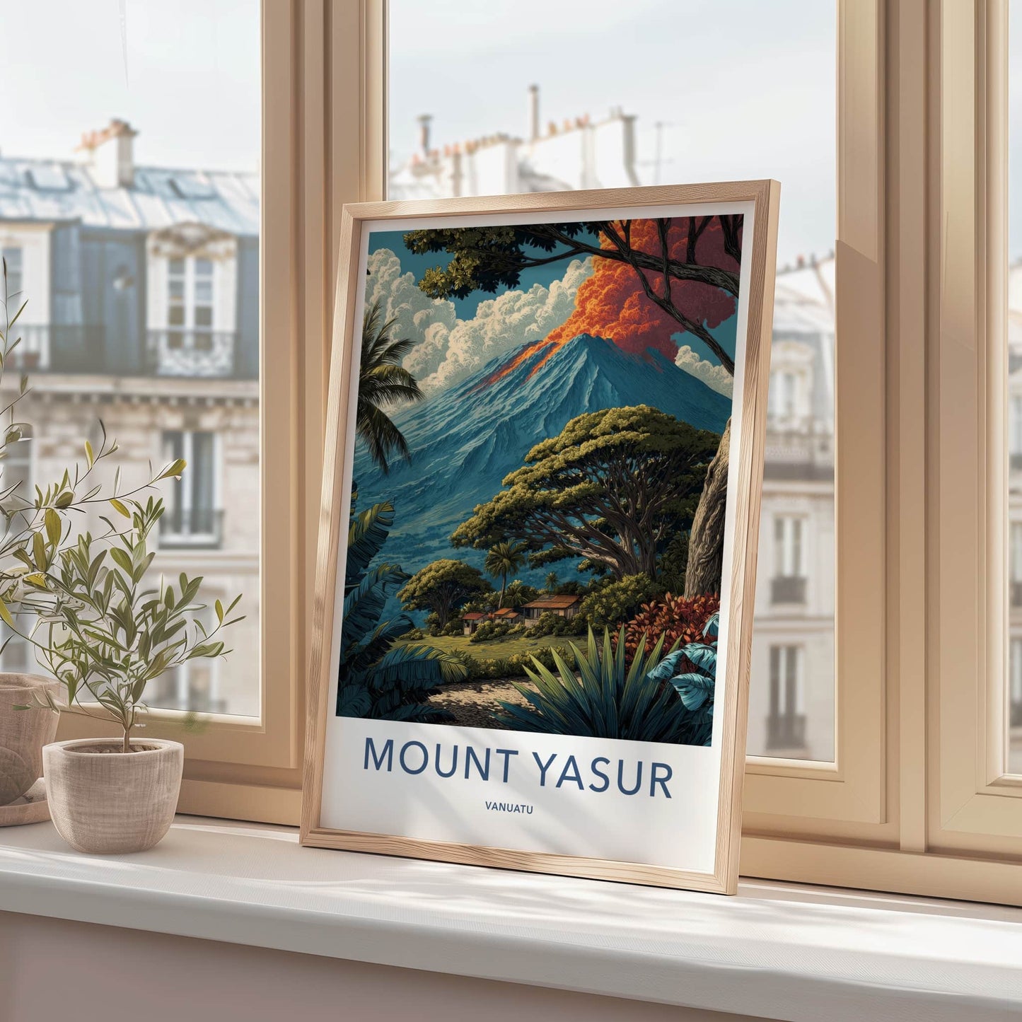 Mount Yasur Poster - Vanuatu Travel Art - Volcano Plume Gift