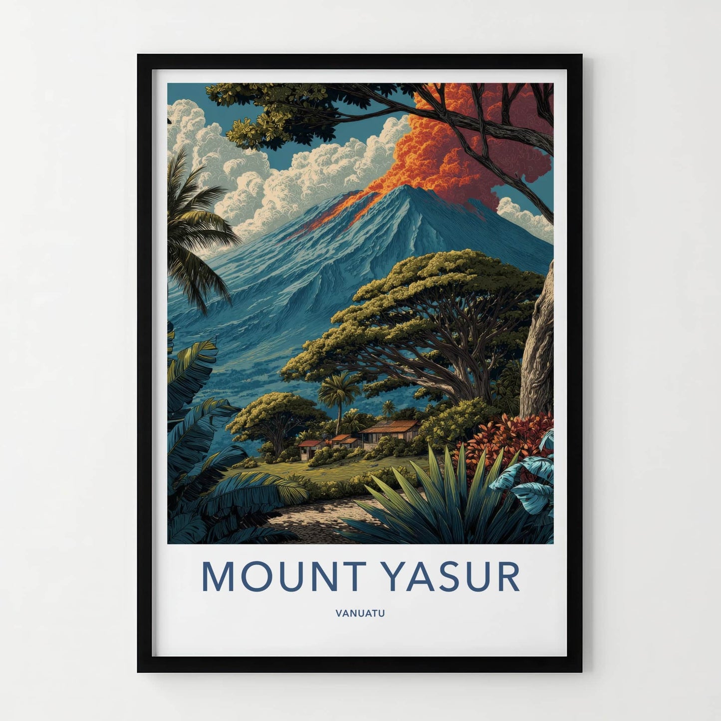 Mount Yasur Poster - Vanuatu Travel Art - Volcano Plume Gift