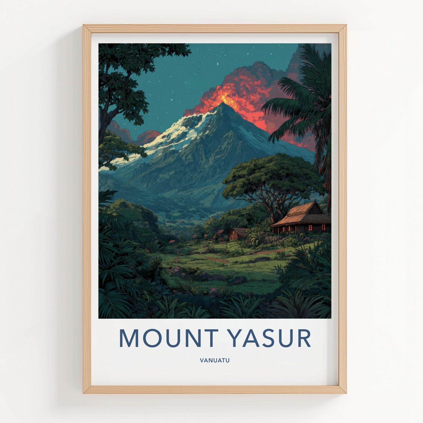 Mount Yasur Poster - Vanuatu Wall Art - Erupting Volcano Jungle Home Decor