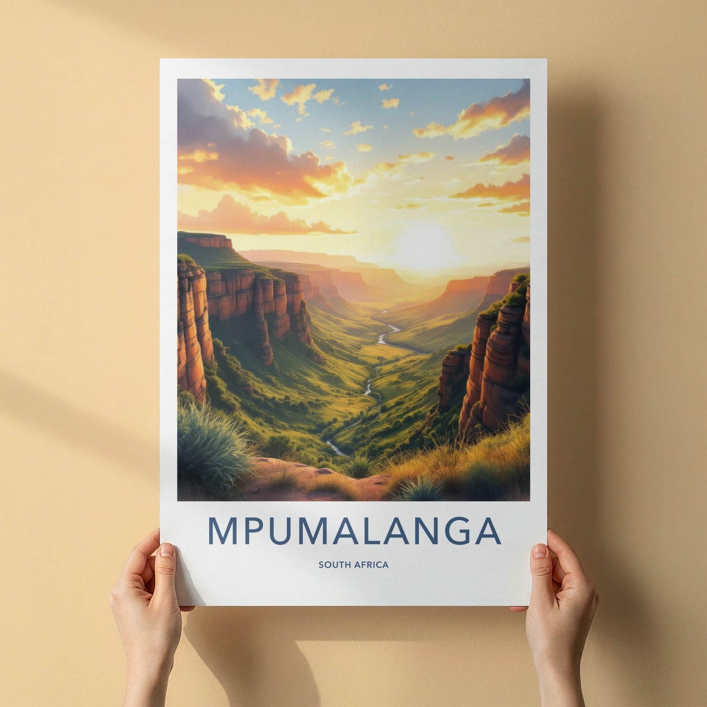 Mpumalanga Poster - South Africa Travel Art - Dramatic River Sunset Home Decor