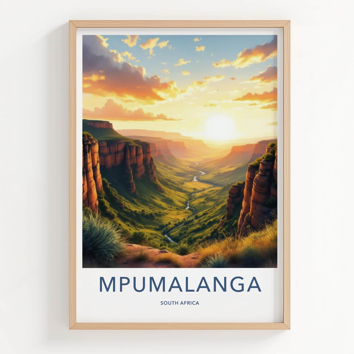 Mpumalanga Poster - South Africa Travel Art - Dramatic River Sunset Home Decor