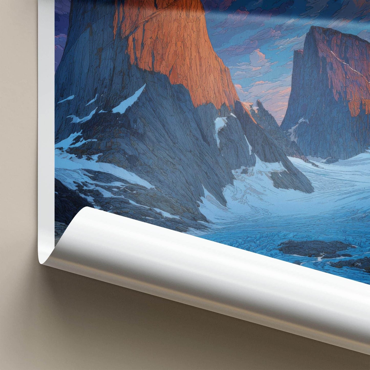 Mt Asgard Poster - Canada Travel Art - Golden Glacier Mountains Wall Decor