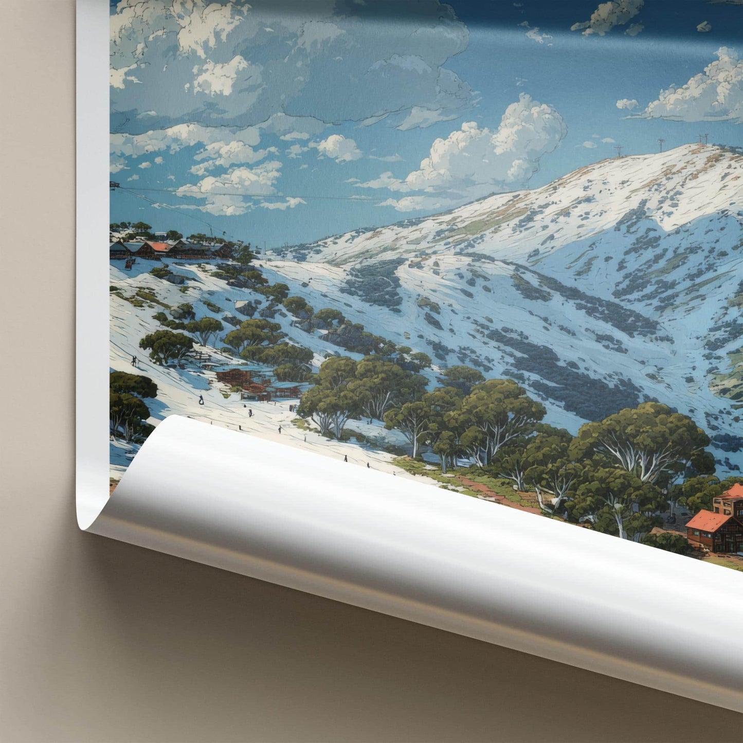 Mt Buller Poster - Australia Wall Art - Snowy Mountain Skiers Home Decor