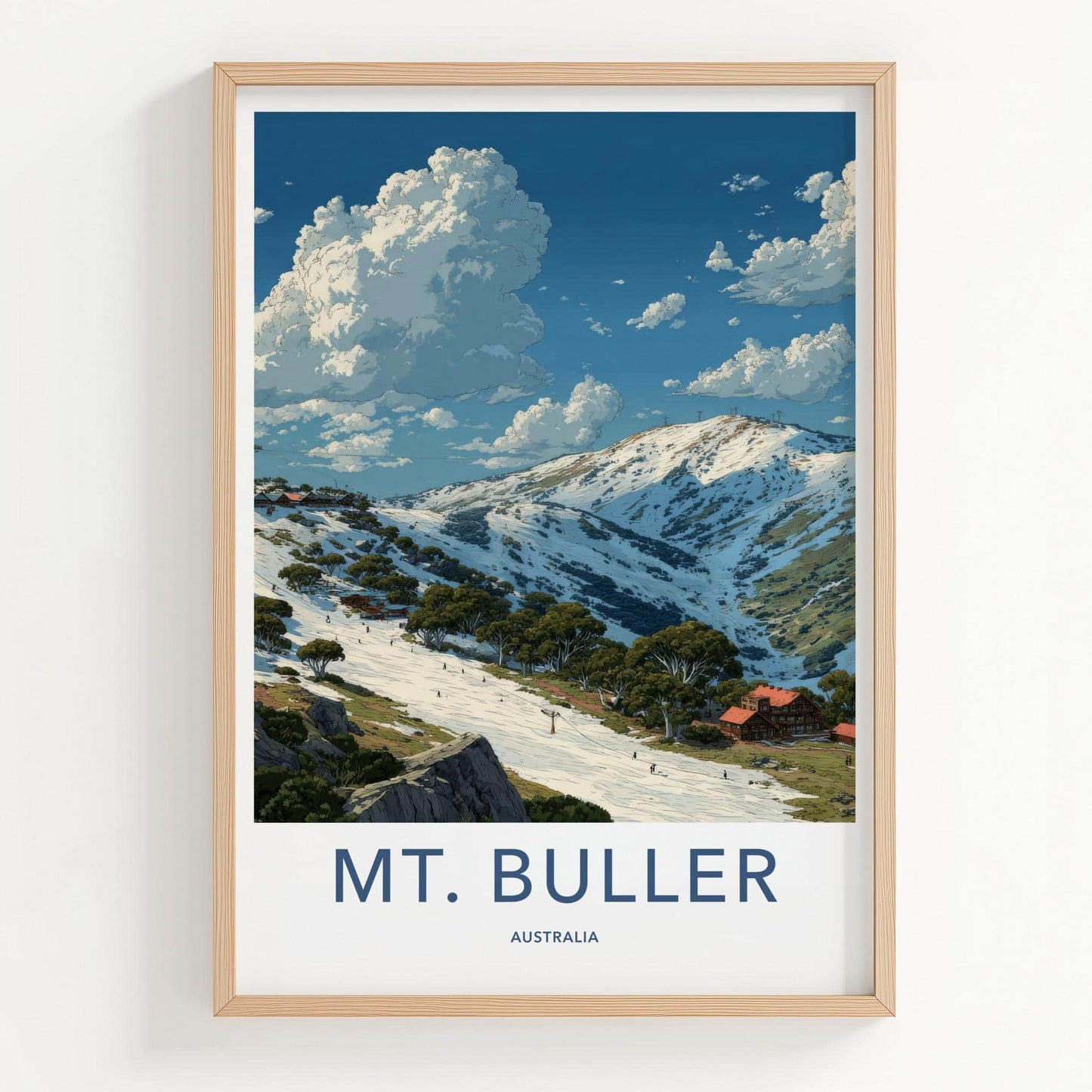 Mt Buller Poster - Australia Wall Art - Snowy Mountain Skiers Home Decor