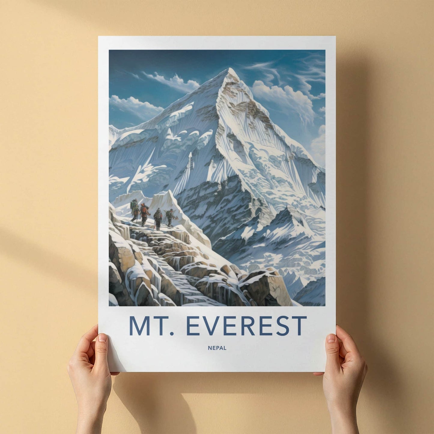 Mt Everest Poster - Nepal Travel Art - Snowy Mountain Ascent Home Decor