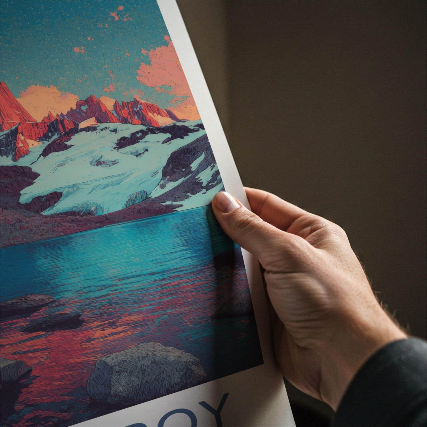 Mt Fitz Roy Poster - Argentina Travel Art - Vibrant Mountain Landscape Home Decor