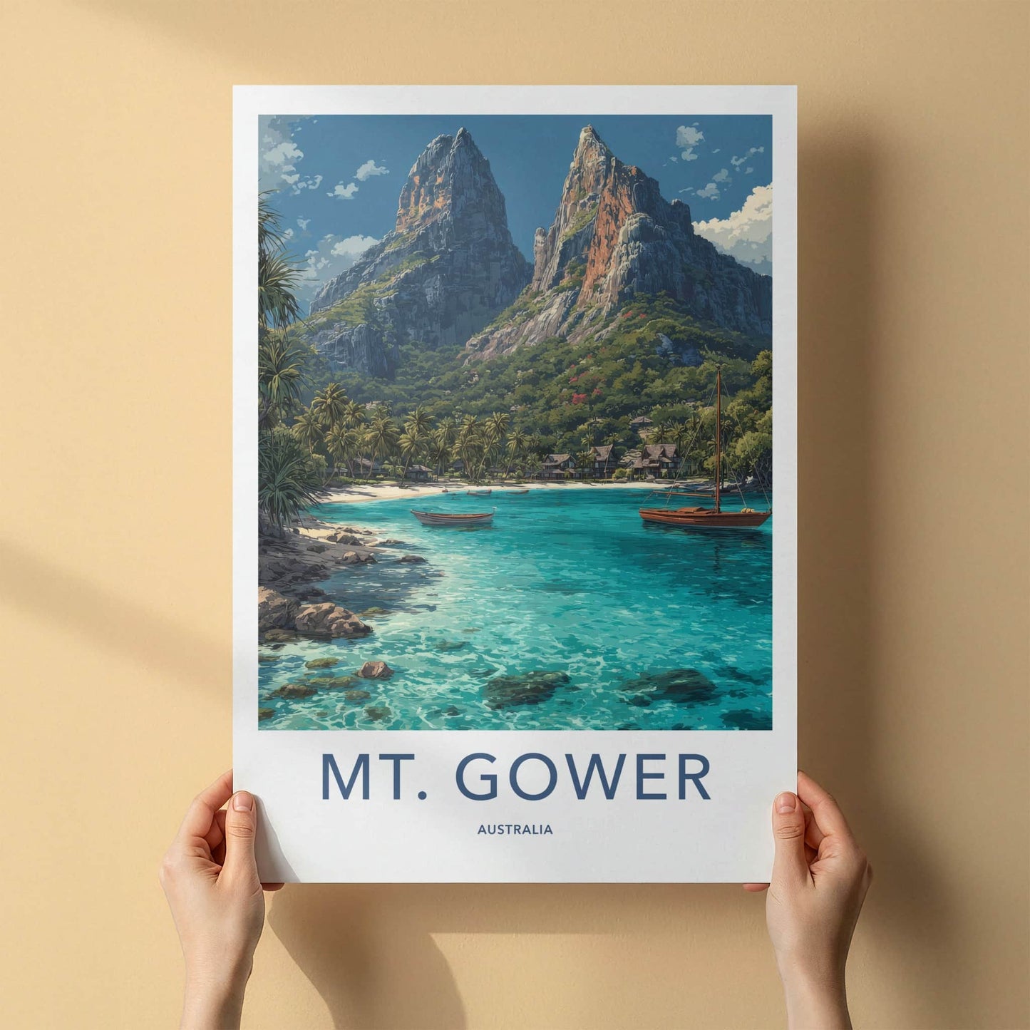 Mt. Gower Poster - Australia Art Print - Tropical Island Bay Home Decor
