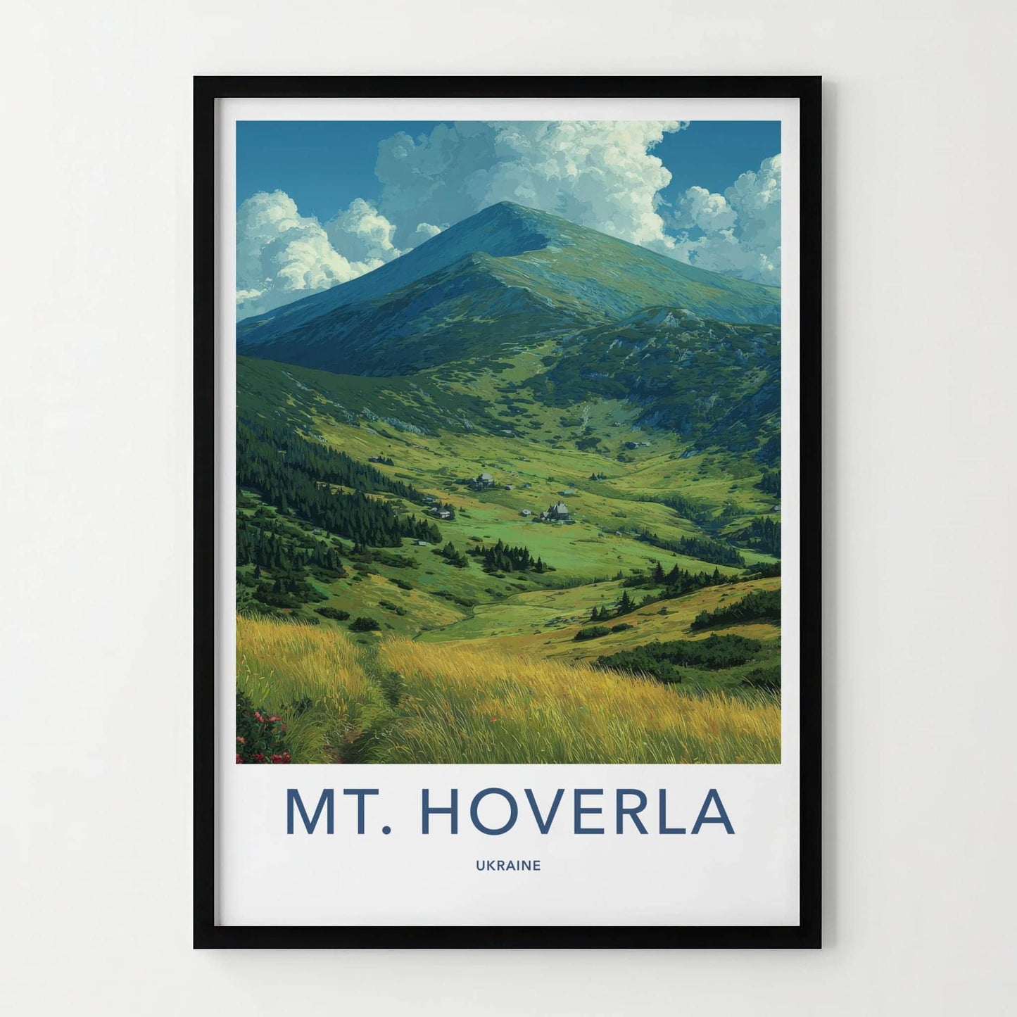 Mt Hoverla Poster - Ukraine Travel Art - Lush Mountain Valley Home Decor