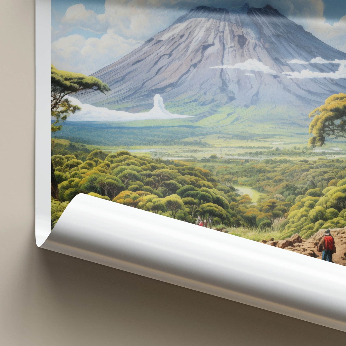 Mt Kilimanjaro Poster - Tanzania Travel Art - Hikers Mountain Path Home Decor