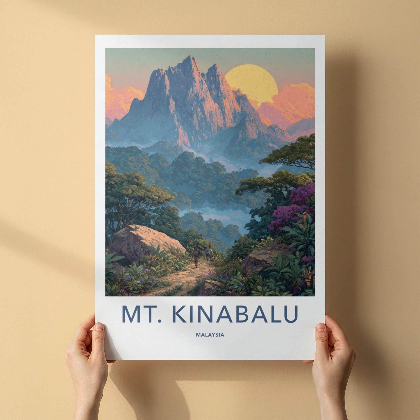 Mt Kinabalu Poster - Malaysia Travel Art - Tropical Summit Journey Home Decor
