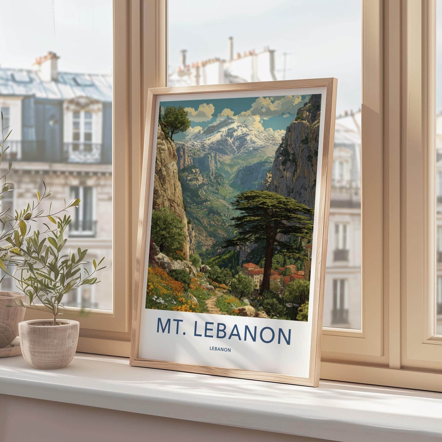 Mt. Lebanon Poster - Lebanon Travel Art - Snowy Mountain Village Wall Decor
