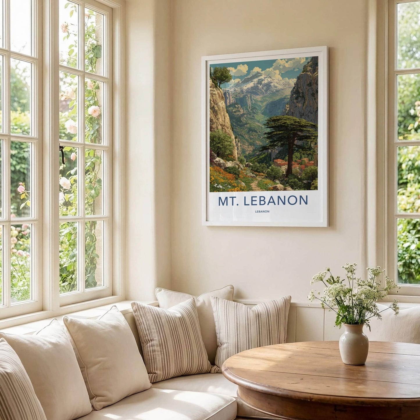 Mt. Lebanon Poster - Lebanon Travel Art - Snowy Mountain Village Wall Decor