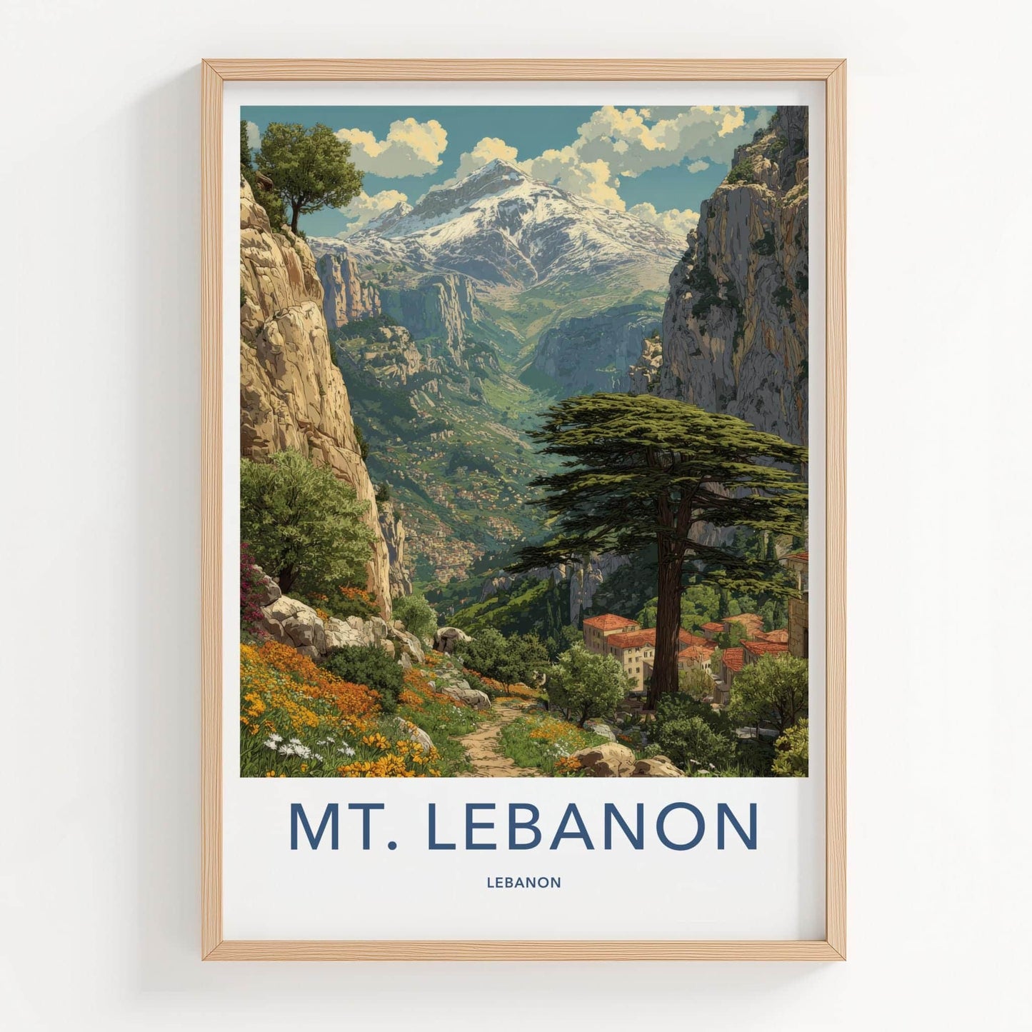 Mt. Lebanon Poster - Lebanon Travel Art - Snowy Mountain Village Wall Decor