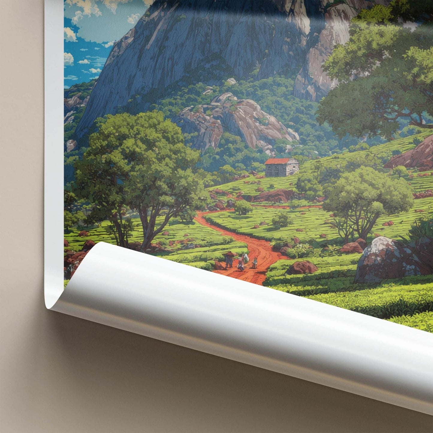 Mt Mulanje Poster - Malawi Travel Art - Lush Tea Plantation Home Decor