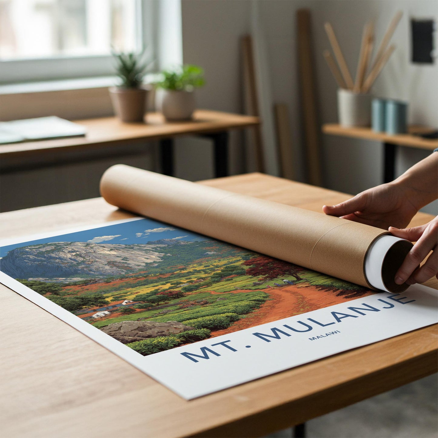 Mt Mulanje Poster - Malawi Travel Print - Scenic tea country Home Decor