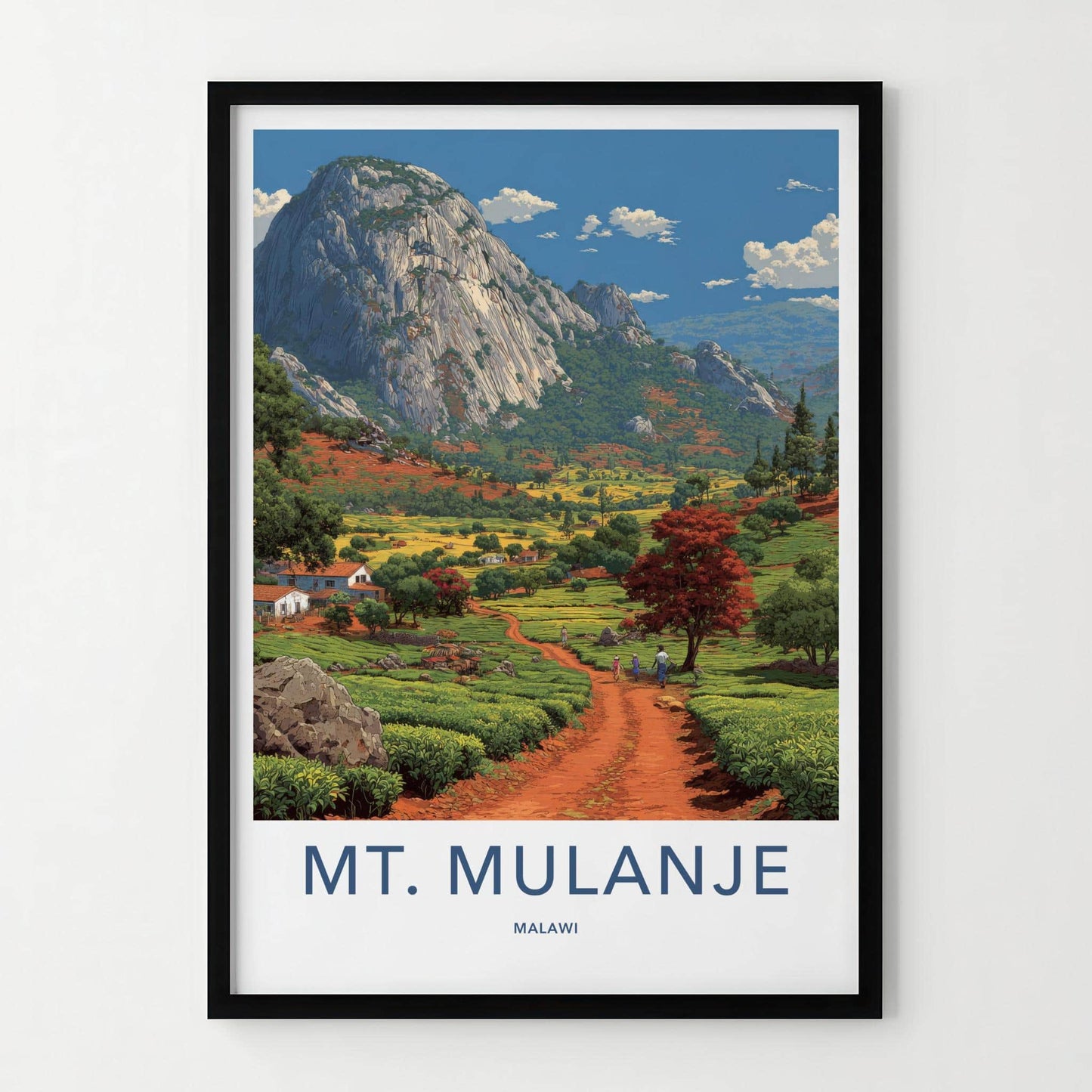 Mt Mulanje Poster - Malawi Travel Print - Scenic tea country Home Decor