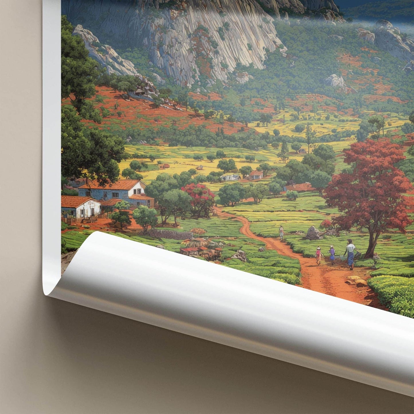 Mt Mulanje Poster - Malawi Travel Print - Scenic tea country Home Decor