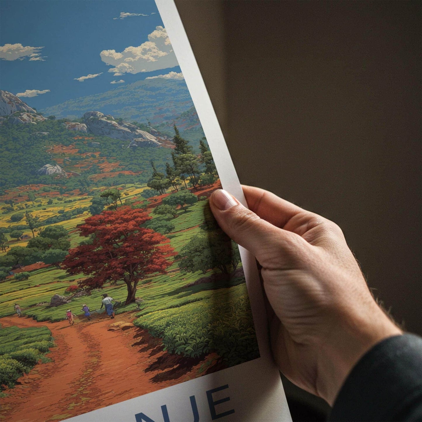 Mt Mulanje Poster - Malawi Travel Print - Scenic tea country Home Decor
