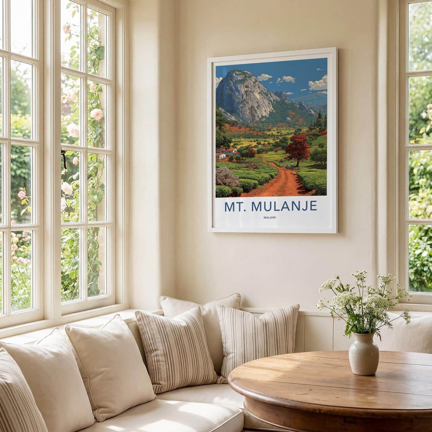 Mt Mulanje Poster - Malawi Travel Print - Scenic tea country Home Decor