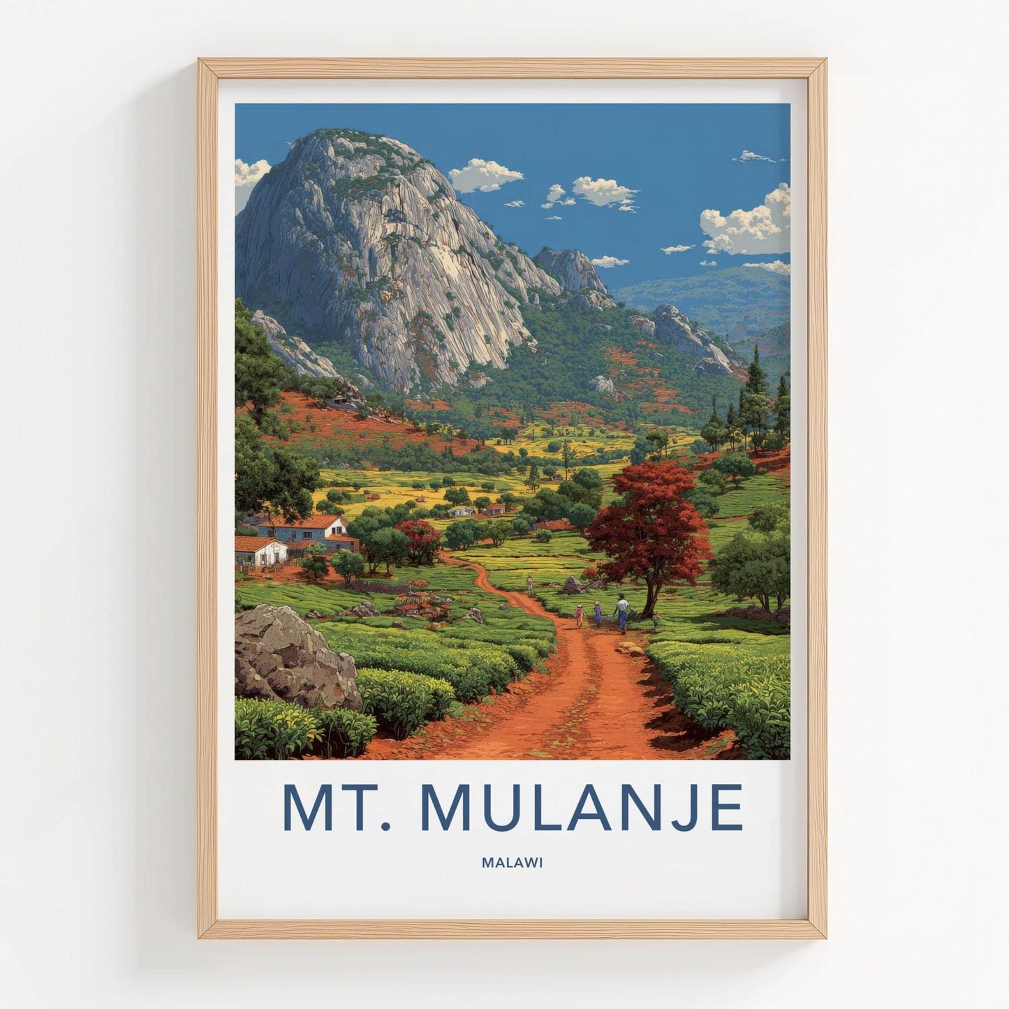 Mt Mulanje Poster - Malawi Travel Print - Scenic tea country Home Decor