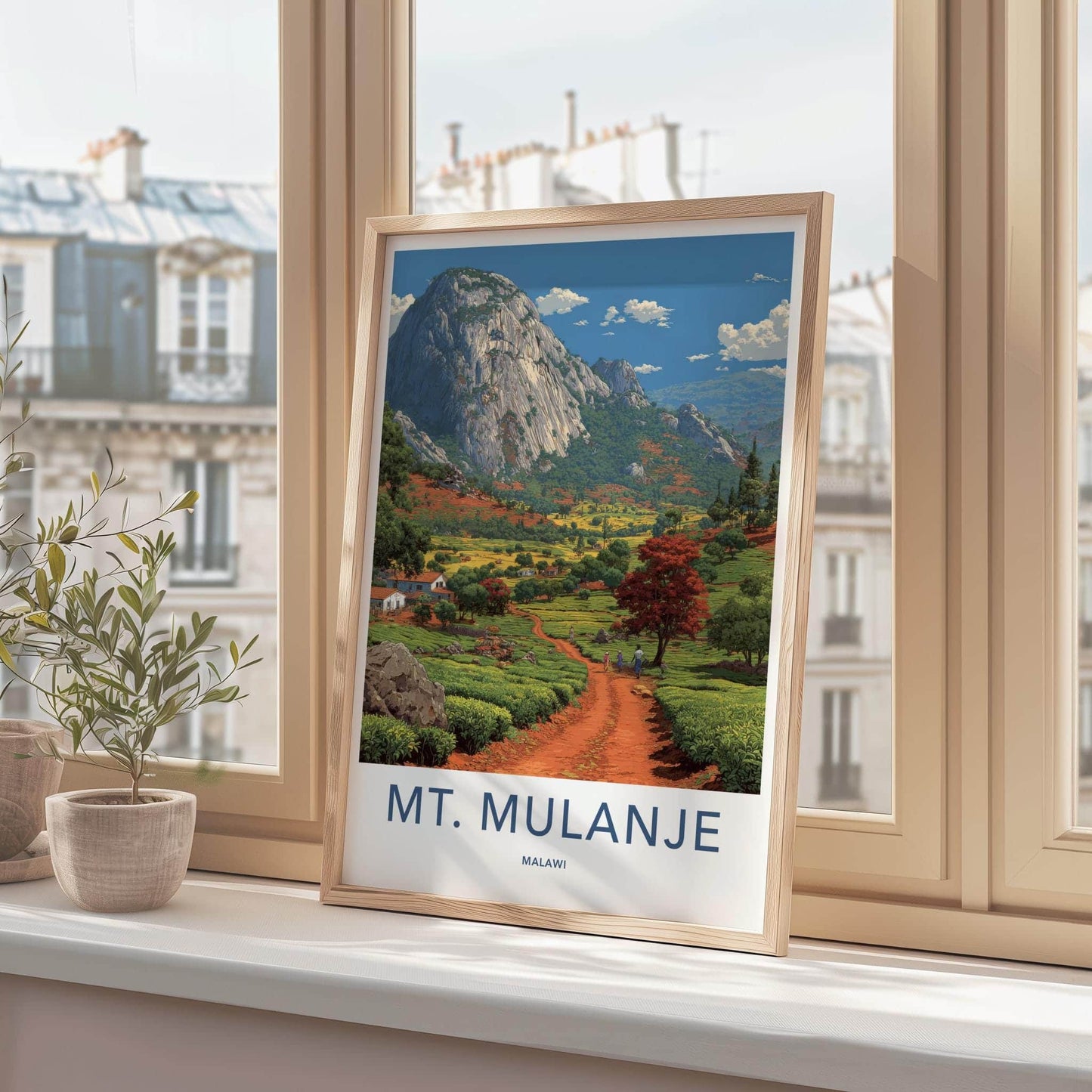 Mt Mulanje Poster - Malawi Travel Print - Scenic tea country Home Decor
