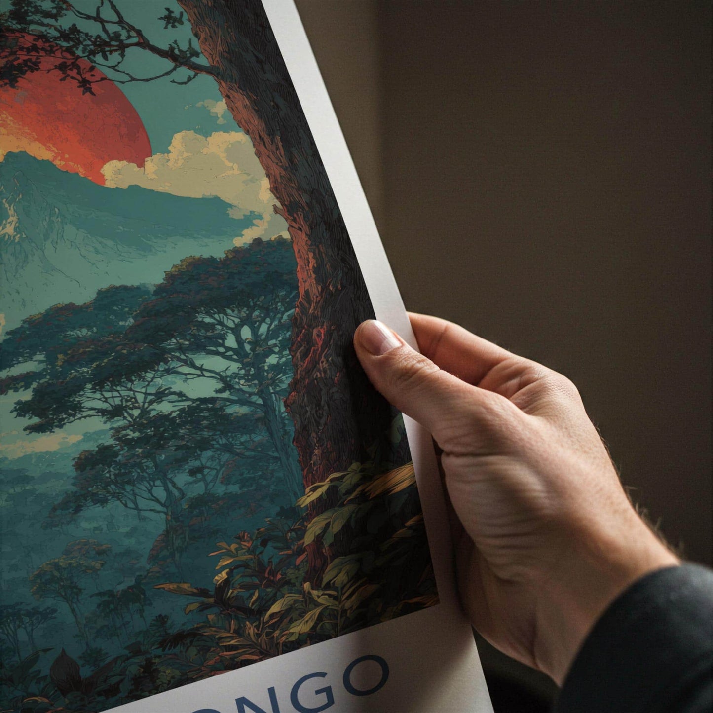 MT. NYIRAGONGO Poster - Congo Travel Art - Lush Jungle Volcano Home Decor
