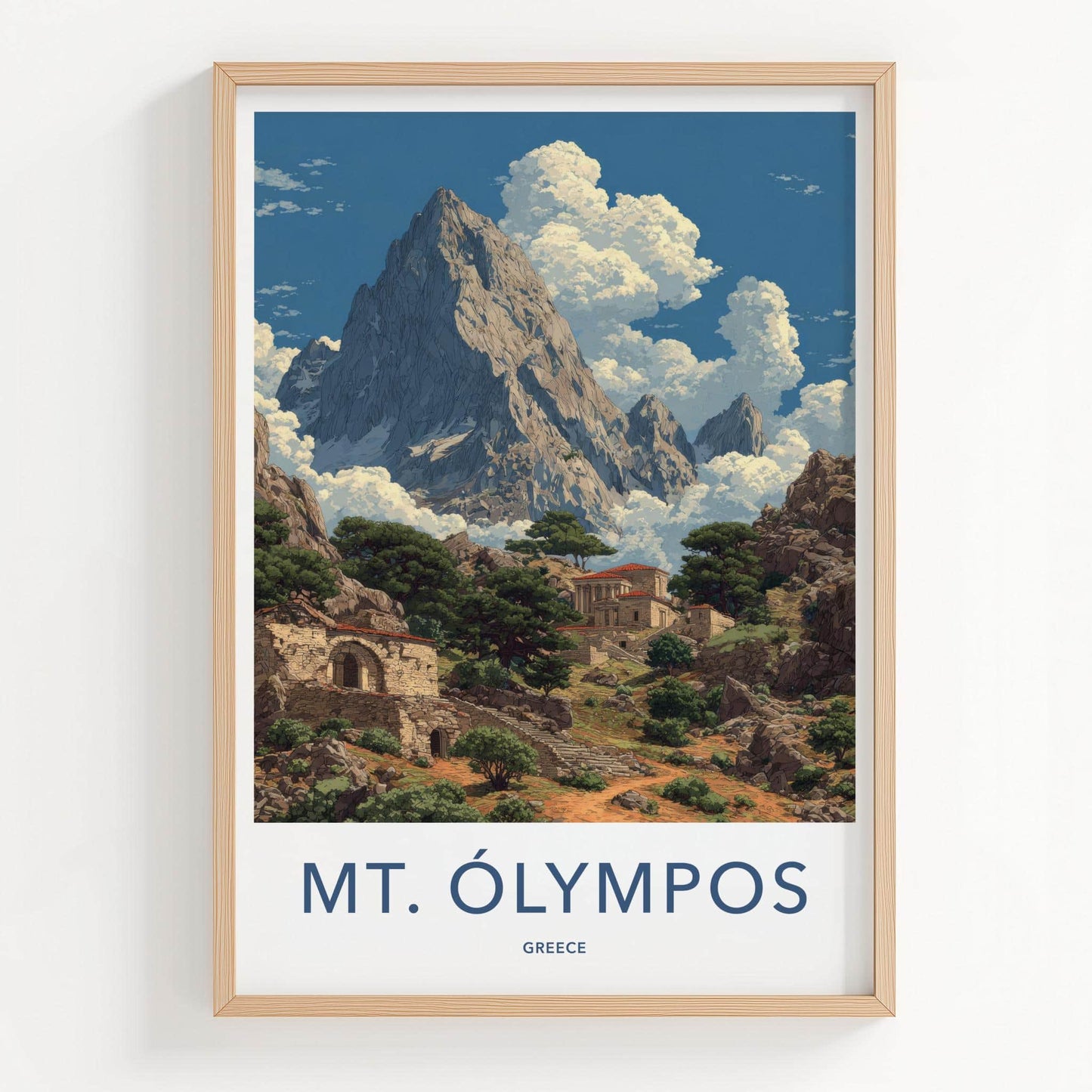 Mt Olympos Poster - Greece Wall Art - Ancient Mountain Village Home Decor