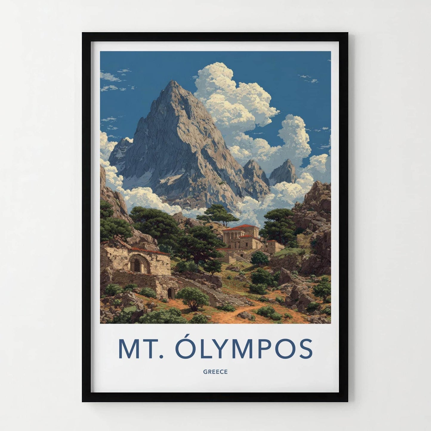 Mt Olympos Poster - Greece Wall Art - Ancient Mountain Village Home Decor