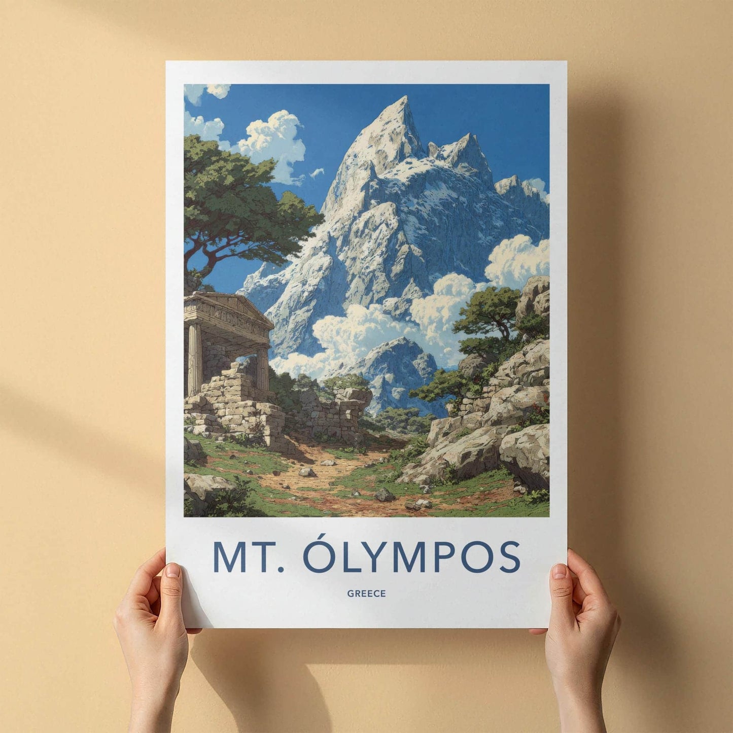 MT OLYMPOS Poster - Greece Wall Art - Ancient temple mountain Home Decor