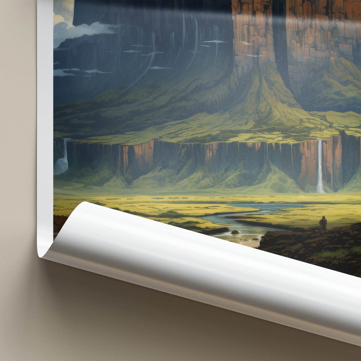 Mt Roraima Poster - Venezuela Art Print - Colossal Tepui Falls Wall Decor