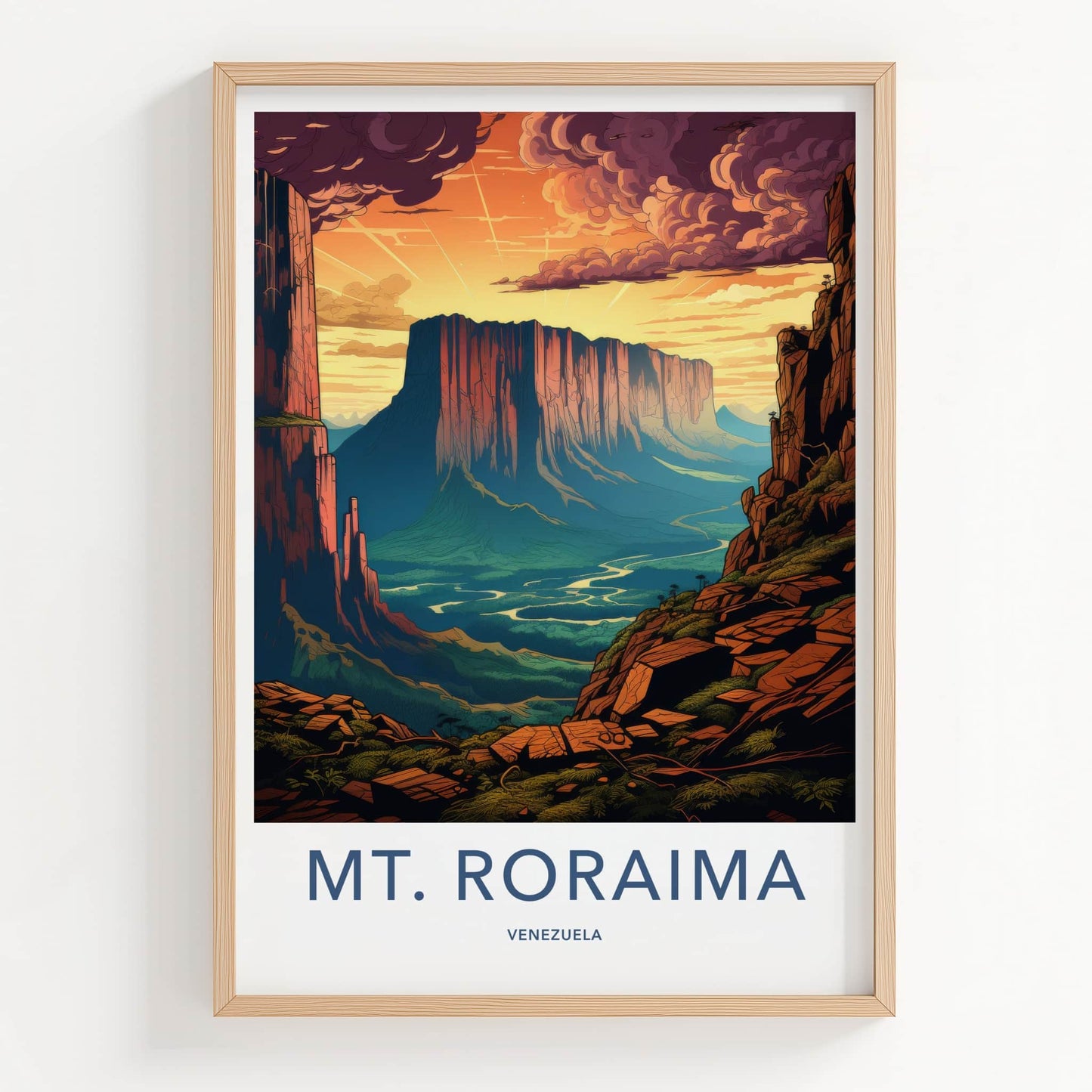 Mt Roraima Poster - Venezuela Travel Art - Dramatic Sunset Tepuis Wall Decor