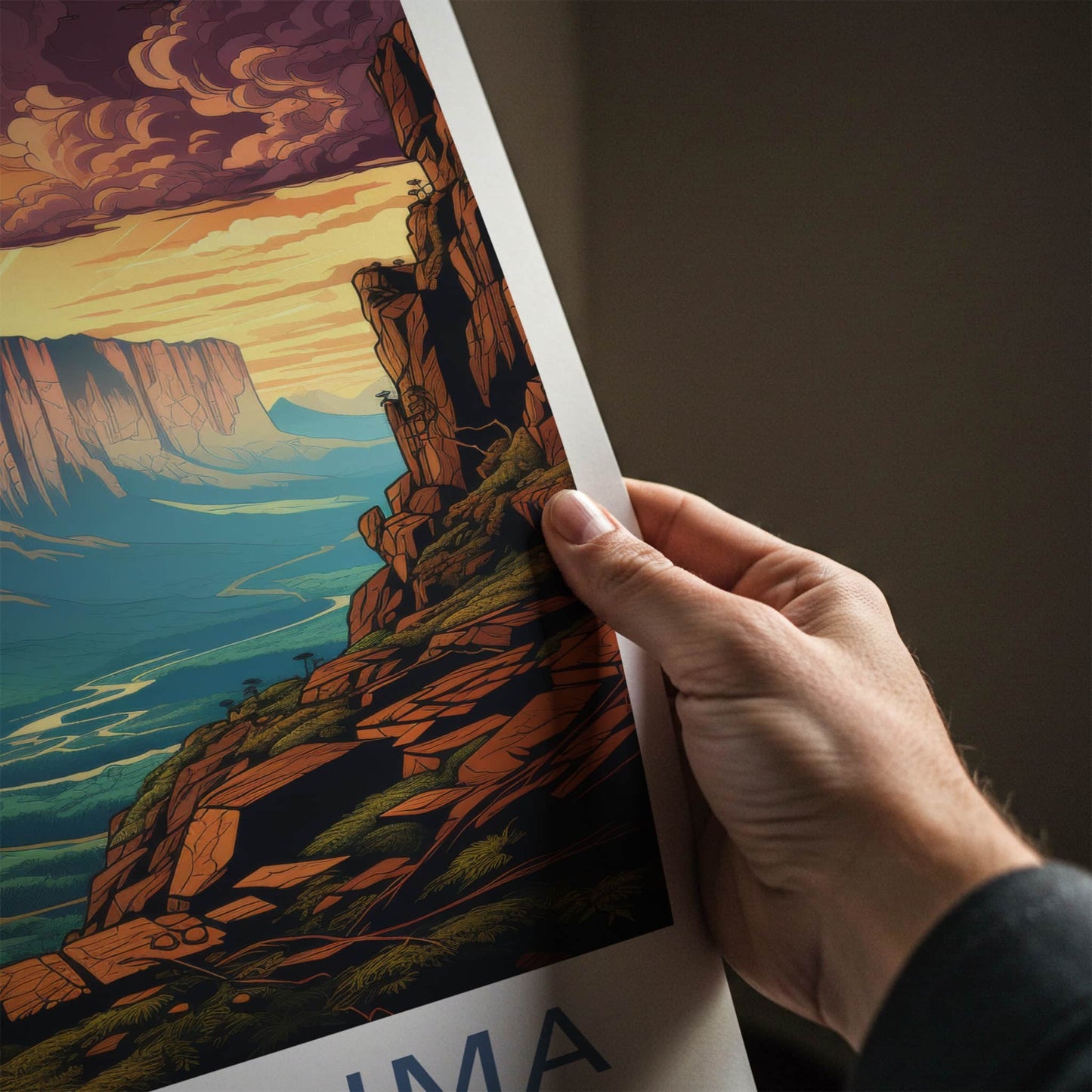 Mt Roraima Poster - Venezuela Travel Art - Dramatic Sunset Tepuis Wall Decor
