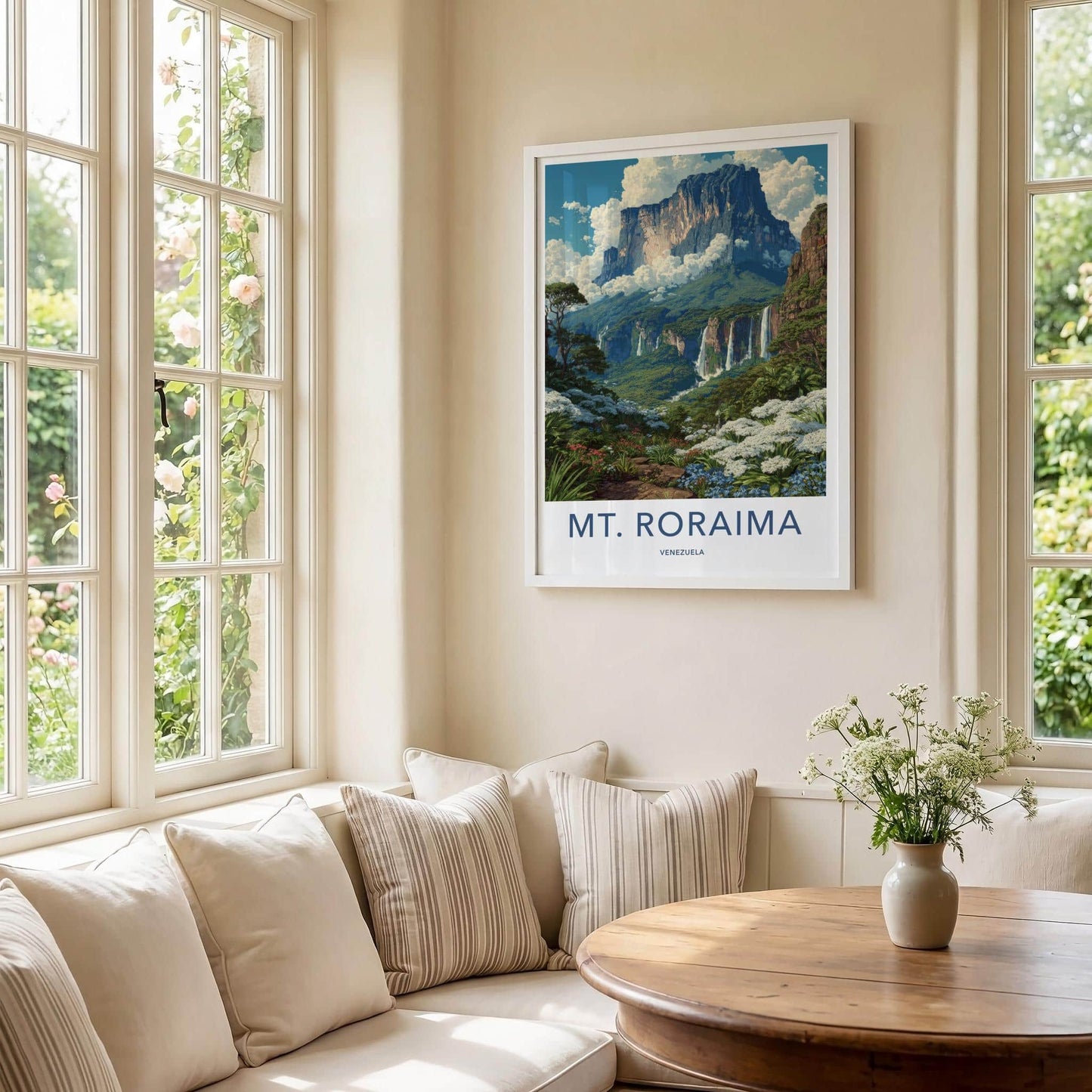 MT. RORAIMA Poster - Venezuela Travel Art - Lush Valley Waterfalls Home Decor