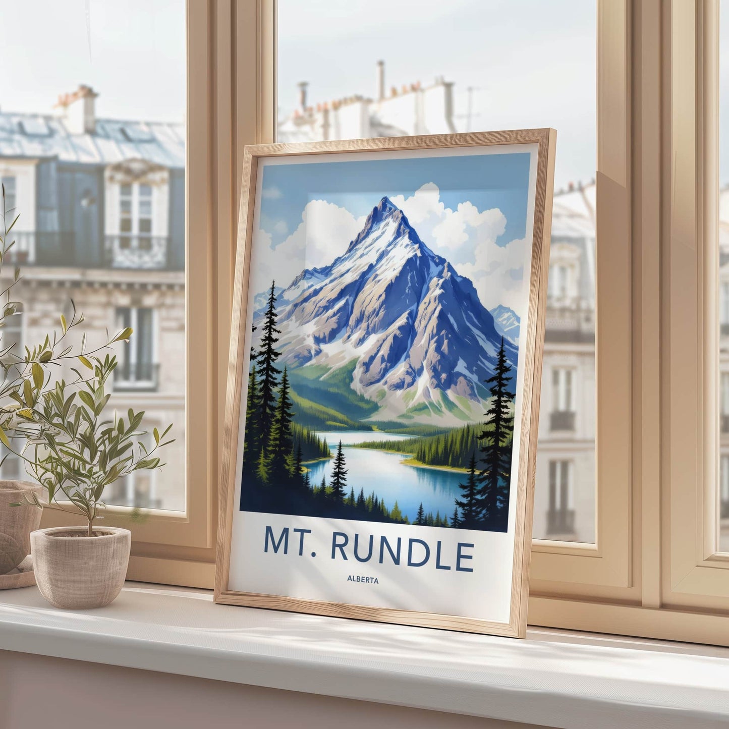 Mt Rundle Poster - Canada Art Print - Majestic Mountain Lake Home Decor