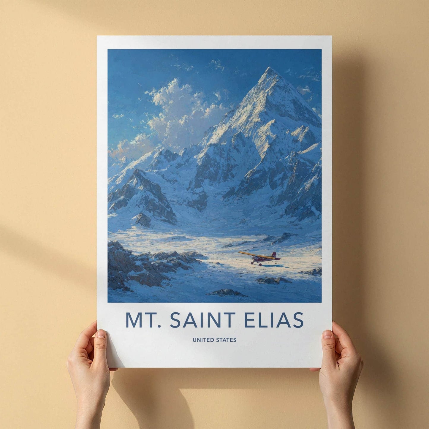 Mt. Saint Elias Poster - Alaska Wall Art - Snowy Mountain Plane Home Decor