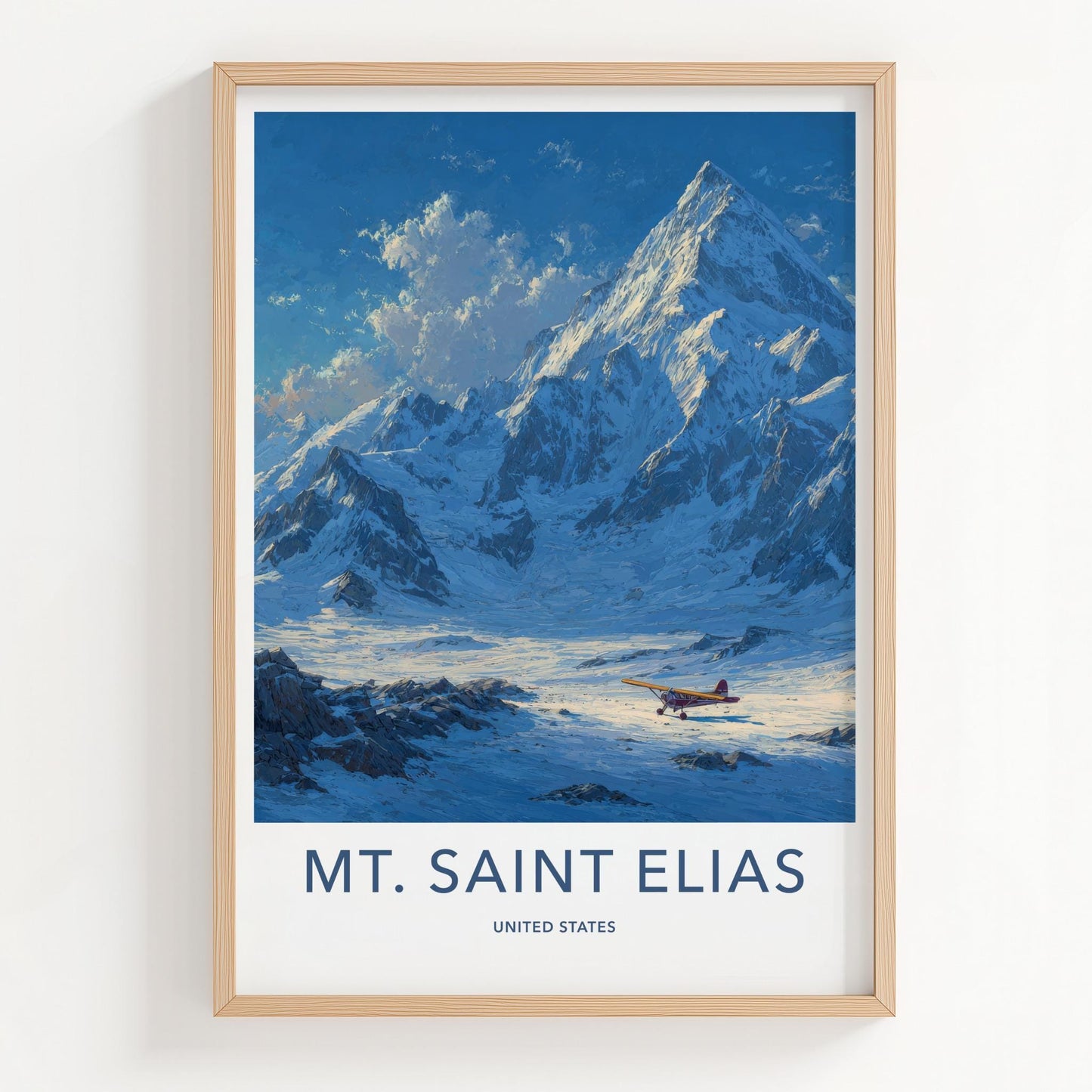 Mt. Saint Elias Poster - Alaska Wall Art - Snowy Mountain Plane Home Decor