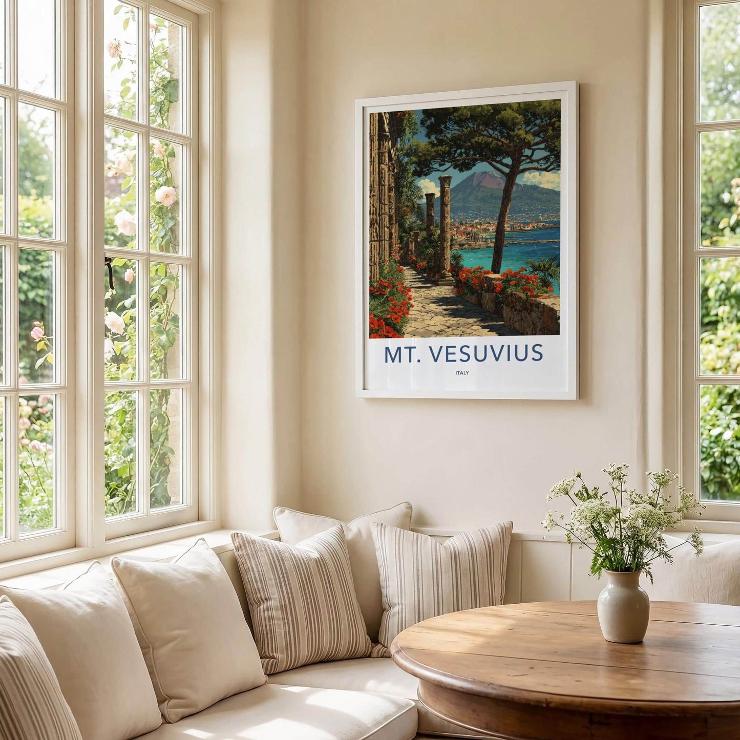 Mt Vesuvius Poster - Italy Travel Print - Ancient Columns View Home Decor