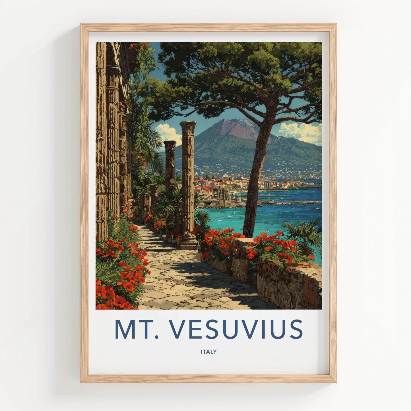 Mt Vesuvius Poster - Italy Travel Print - Ancient Columns View Home Decor