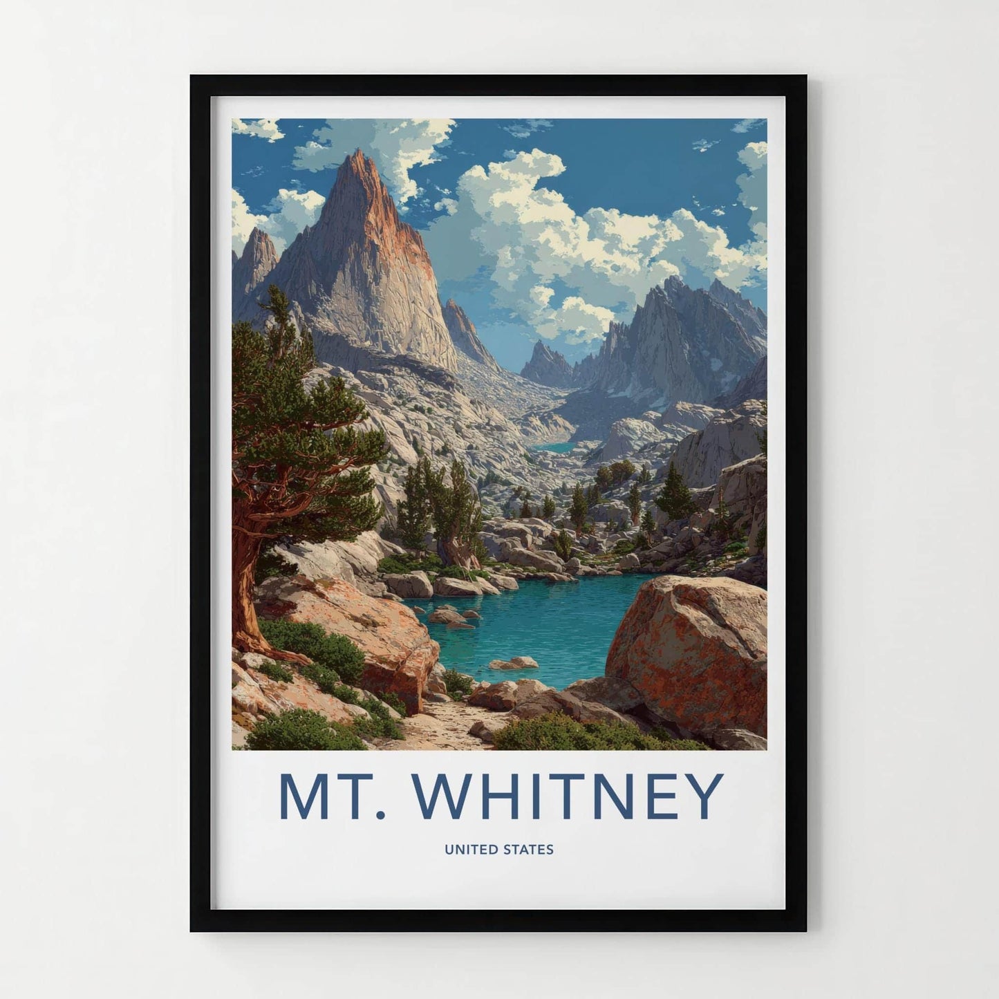 Mt Whitney Poster - California Wall Art - Rugged Peaks Waters Home Decor