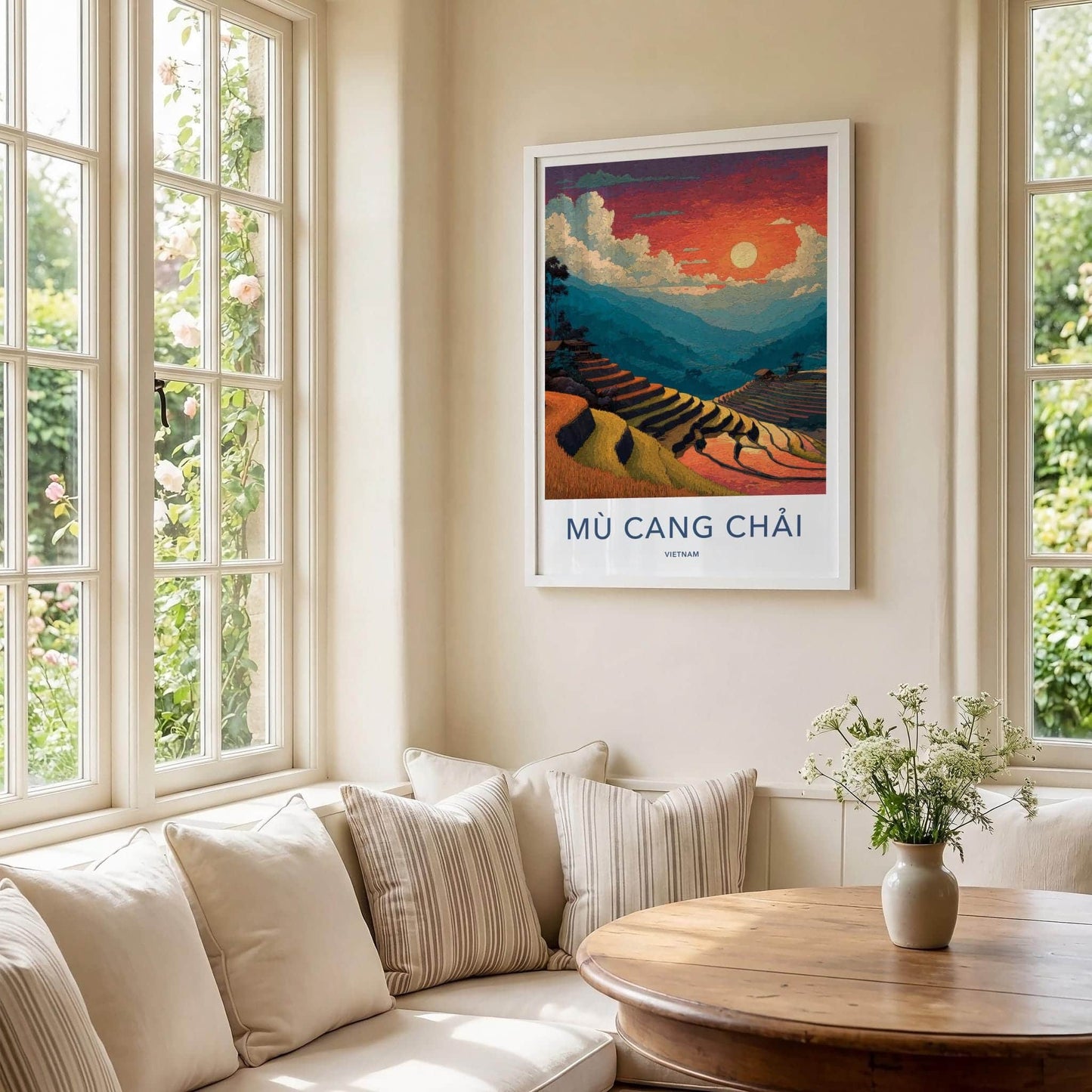 Mu Cang Chai Poster - Vietnam Travel Art - Golden Rice Terraces Home Decor